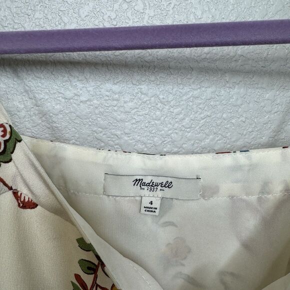 madewell Overlay Cami Botanical Print Silk Lined Mini Dress Sz. 4-s - Picture 3 of 4